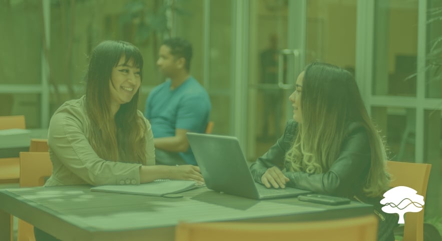Students at a table talking