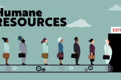 Title of article, Humane Resources with illustration