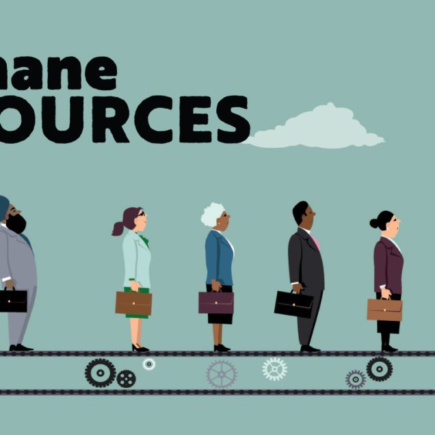 Title of article, Humane Resources with illustration
