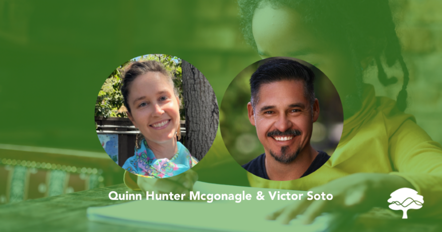 Portrairs of Quinn Hunter Mcgonagle and Victor Soto appear on a digital banner featuring Pacific Oaks branding and colors.