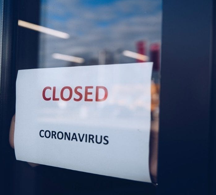 School closed sign, corona virus and schools