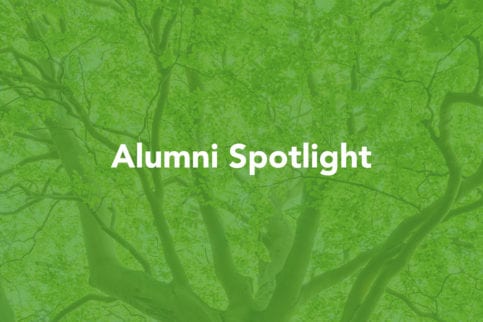 alumni spotlight with green overlay