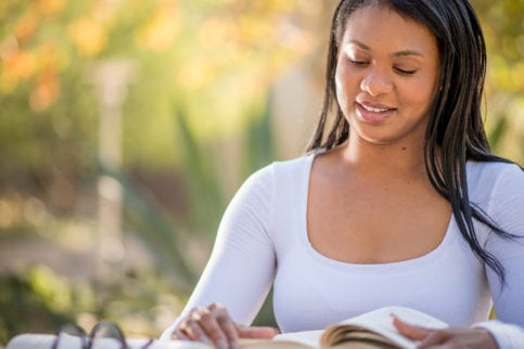Woman reading book
