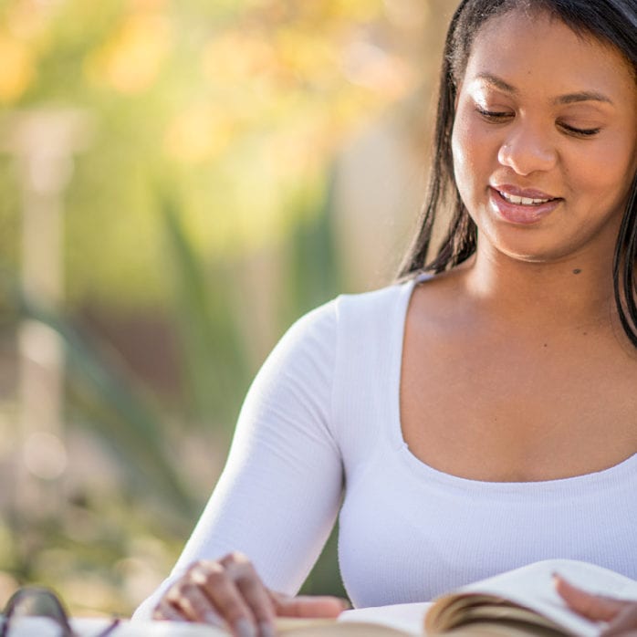 Woman reading book