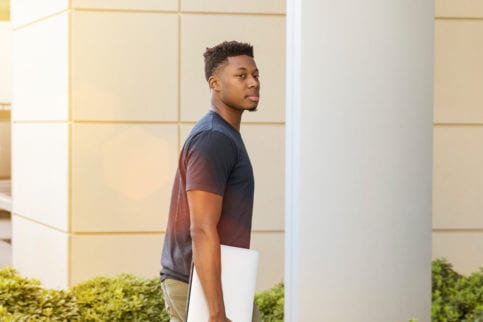 Student walking to class