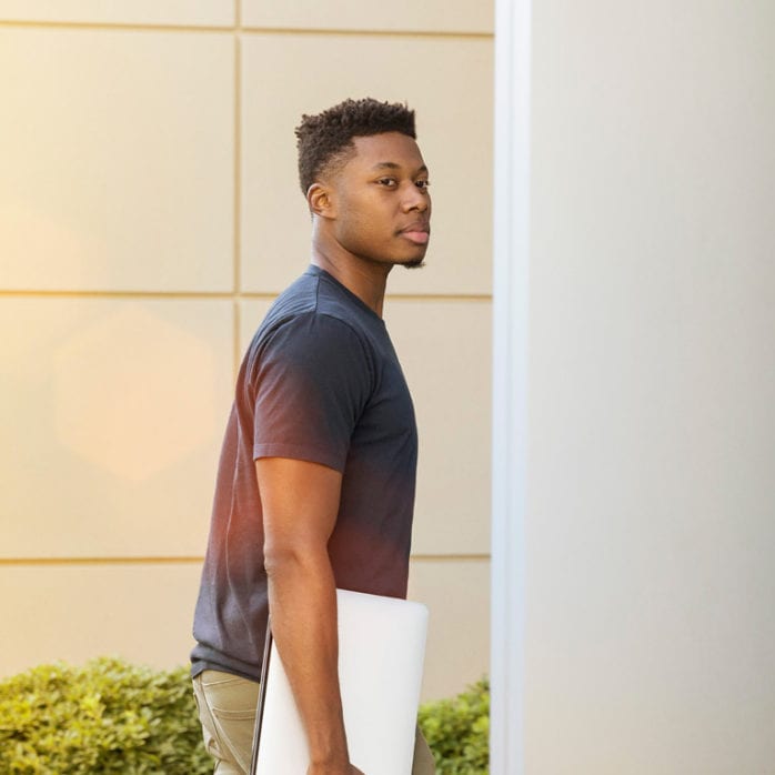 Student walking to class