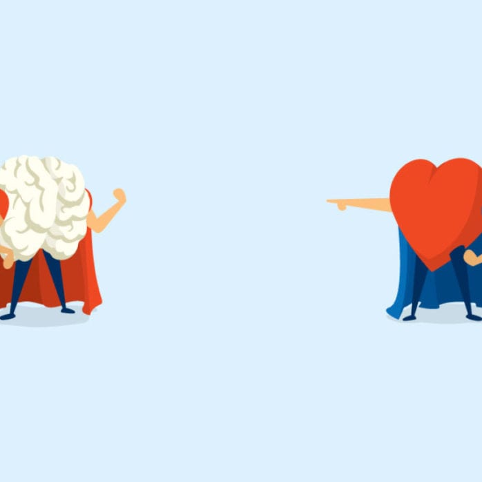 cartoon brain and cartoon heart