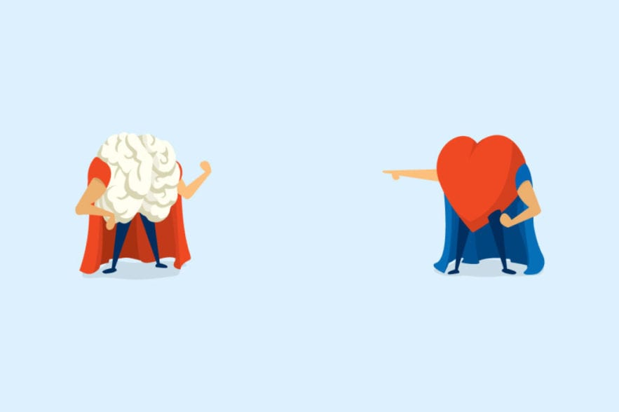 cartoon brain and cartoon heart