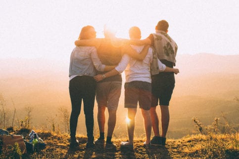 Group looking at sunset