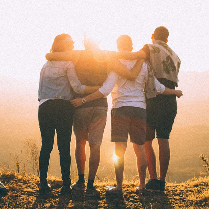 Group looking at sunset