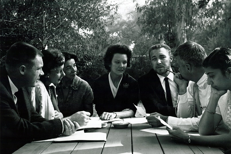 Evangeline Burgess with people