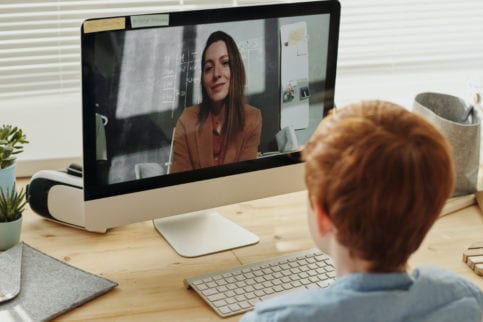 child video calling teacher