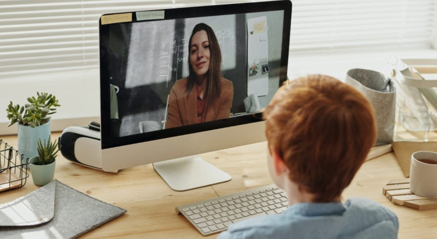 child video calling teacher