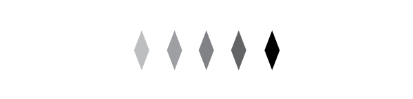 five gray diamonds