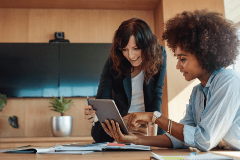 two women working