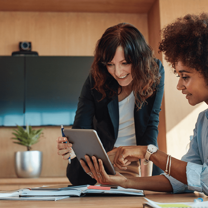 two women working