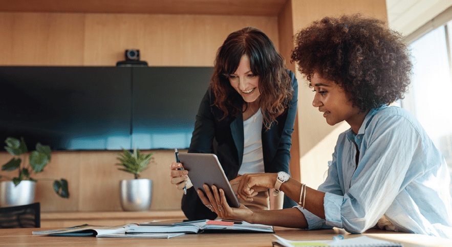 two women working