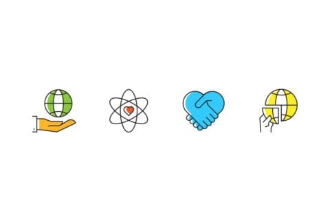 4 vector icons depicting corporate social responsibility