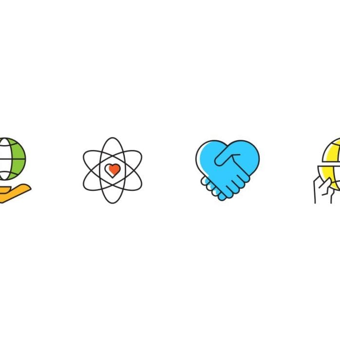 4 vector icons depicting corporate social responsibility