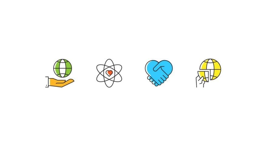 4 vector icons depicting corporate social responsibility