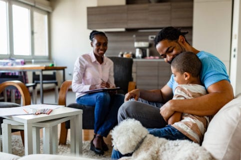 social worker with clients