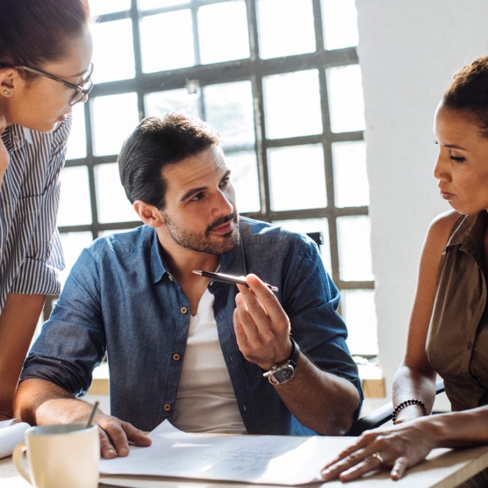 Team working together on a business project