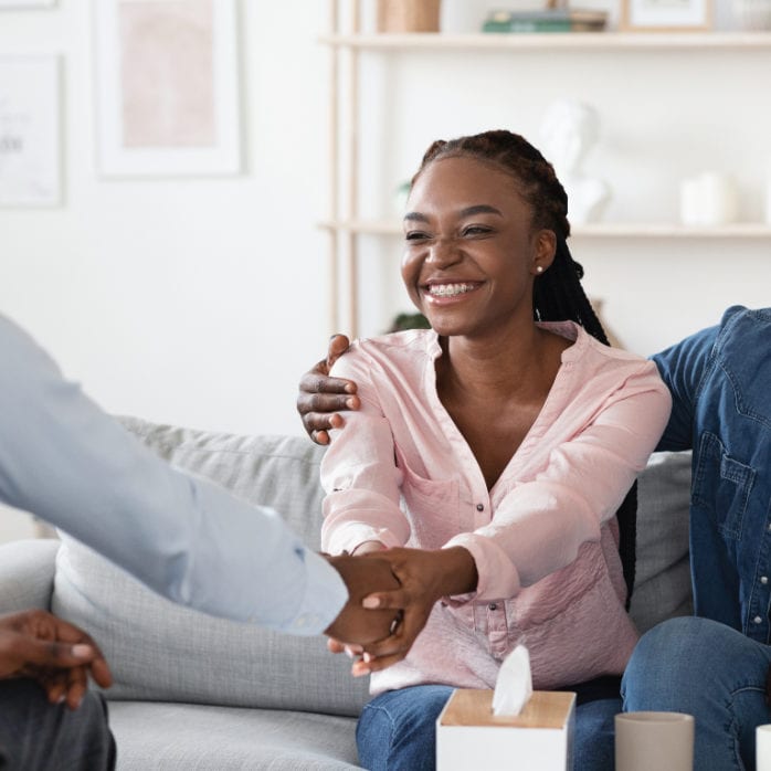 therapist with happy clients