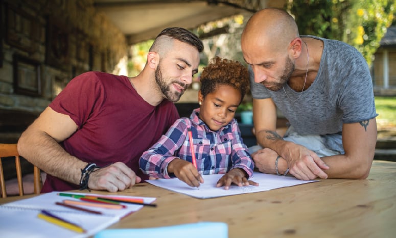 two men and child