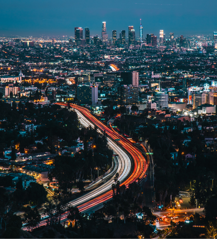 car lights blurring on la highway